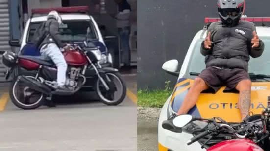 Homem é preso por vandalismo contra viaturas e veículos em Guarujá após ser reconhecido por agente da GCM - Imagem: Reprodução/ Redes Sociais